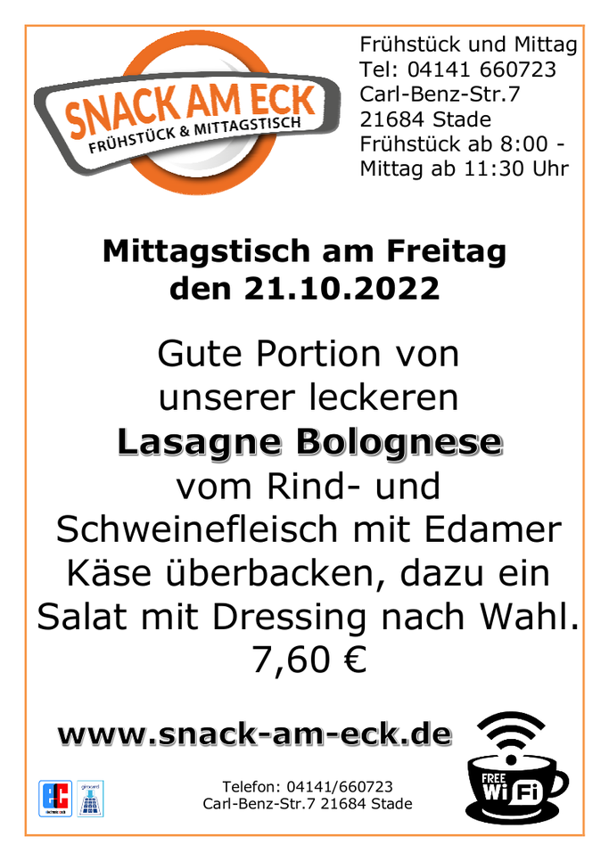 Mittagstisch am Freitag den 21.10.2022