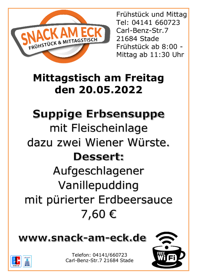 Mittagstisch am Freitag den 20.05.2022