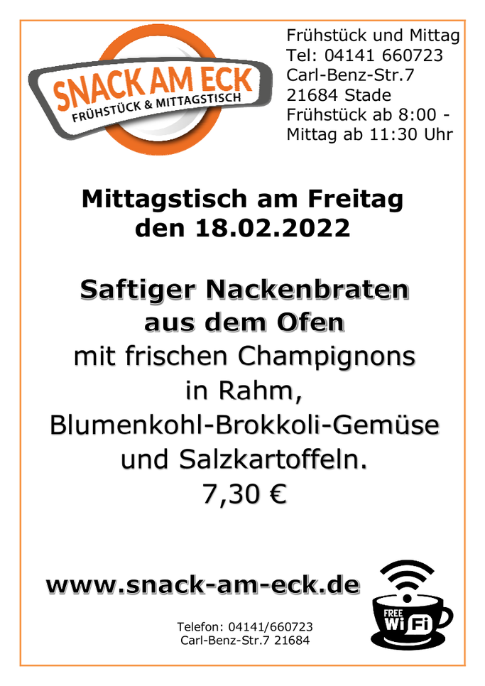 Mittagtisch am Freitag den 18.02.2022: 
