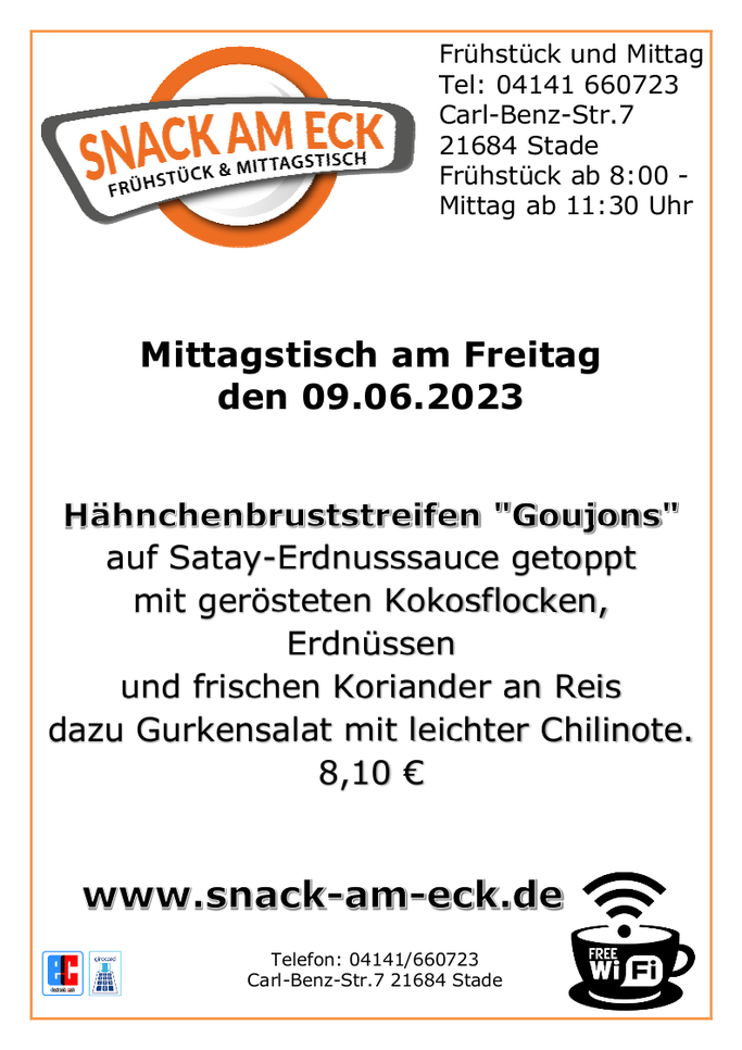 Mittagstisch am Freitag den 09.06.2023