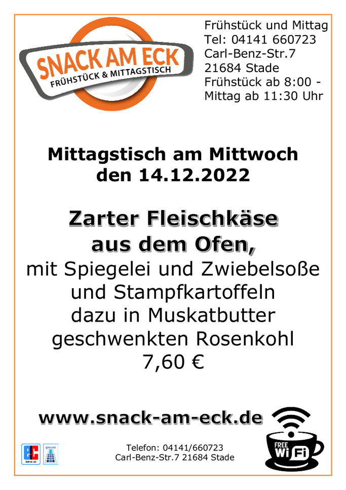 Mittagstsich am Mittwoch den 14.12.2022