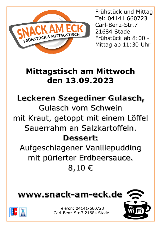 mittagstisch am Mittwoch den 13.09.2023