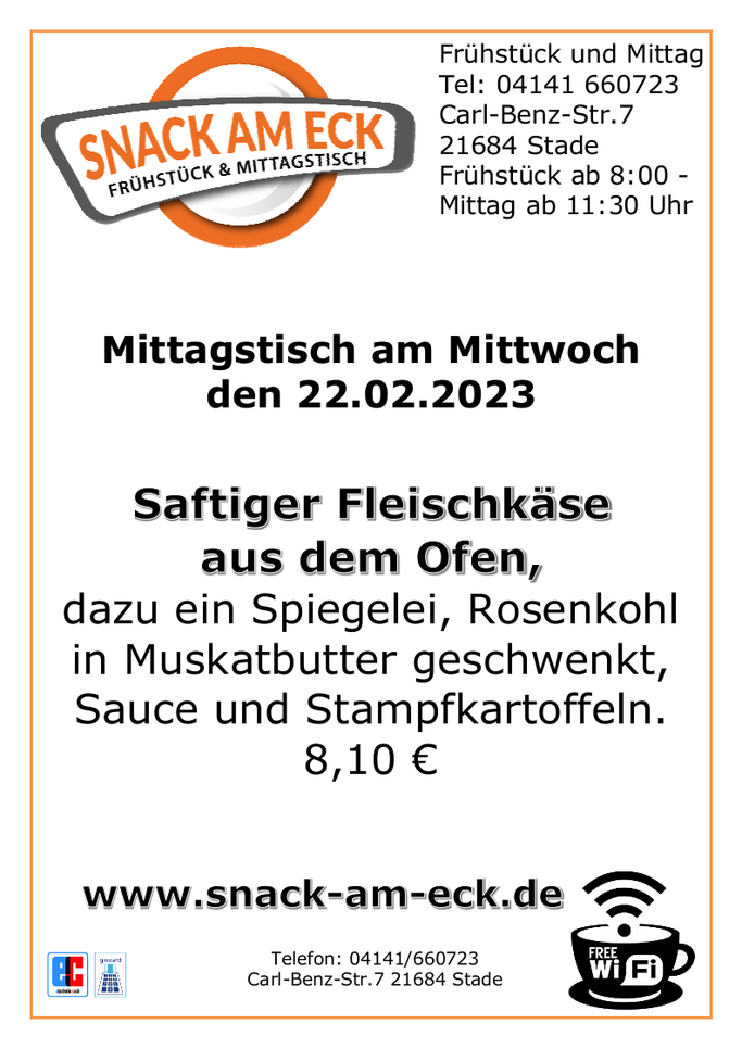 Mittagstisch am Mittwoch dem 22.02.2023