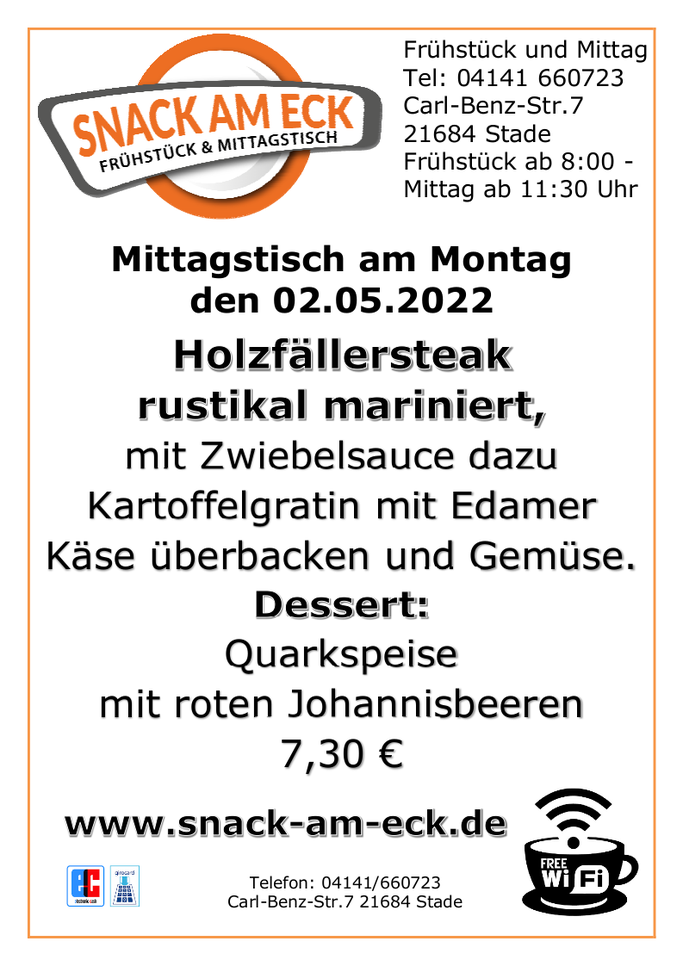 Mittagstisch am Montag den 02.05.2022: 