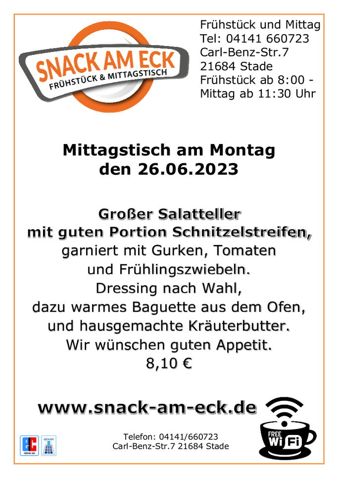 Mittagstisch am Montag den 26.06.2023