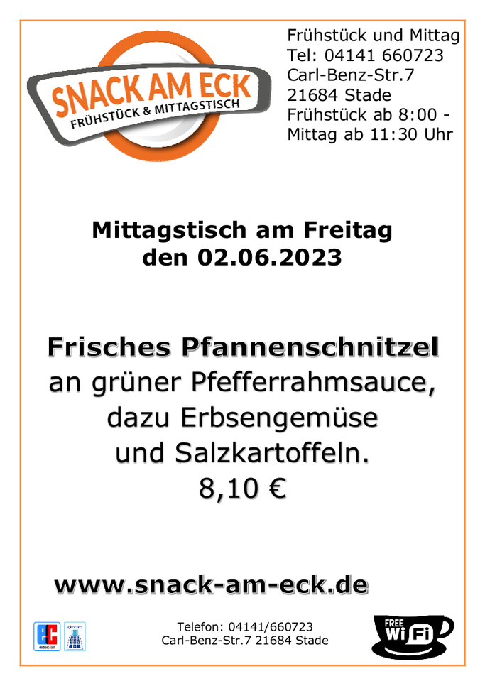 Mittagstisch am Freitag den 02.06.2023