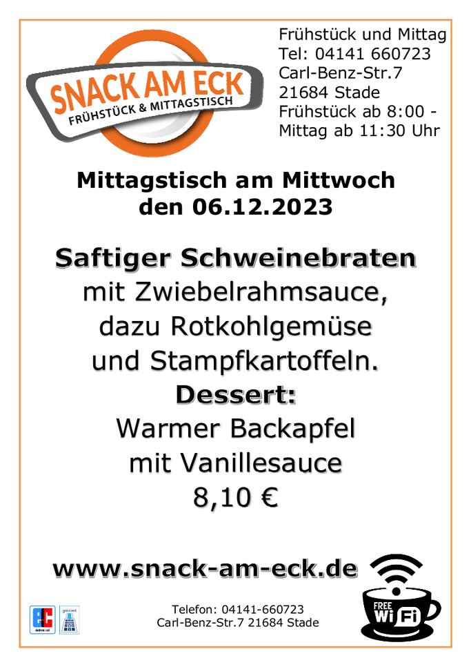 Mittagstisch am Mittwoch den 06.12.2023