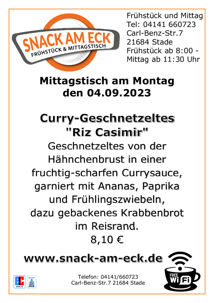 Mittagstisch am Montag den 04.09.2023