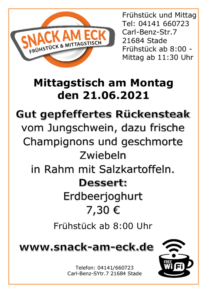 Mittagstisch am Montag den 21.06.2021: 
