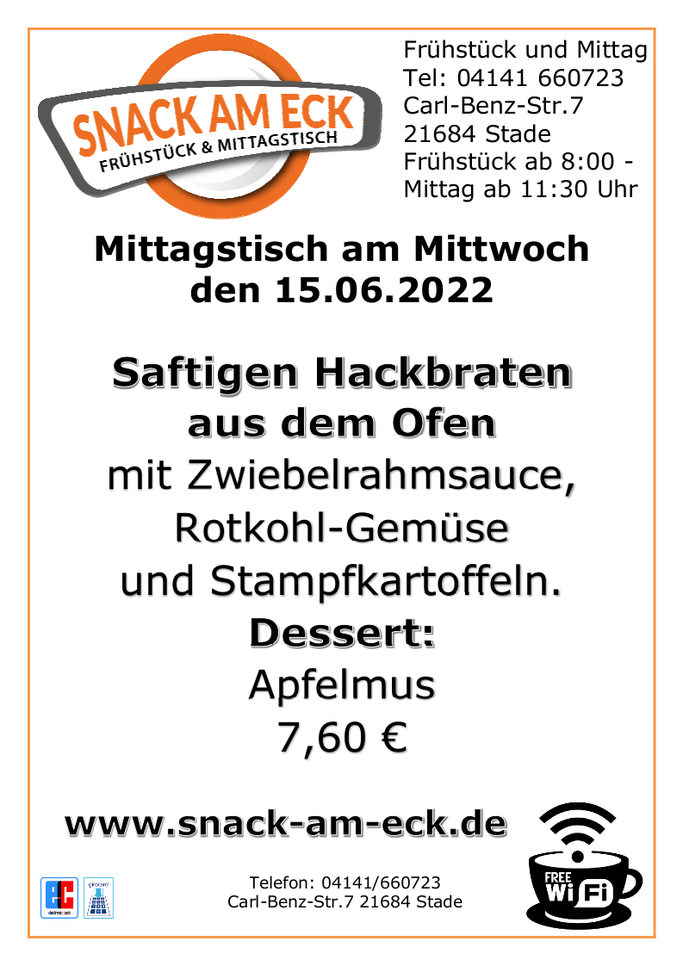 Mittagstisch am Mittwoch den 15.06.2022
