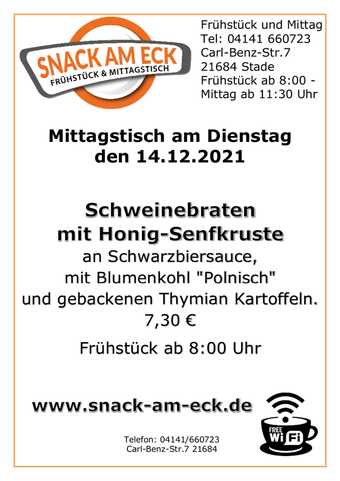 Mittagstisch am Dienstag den 14.12.2021
