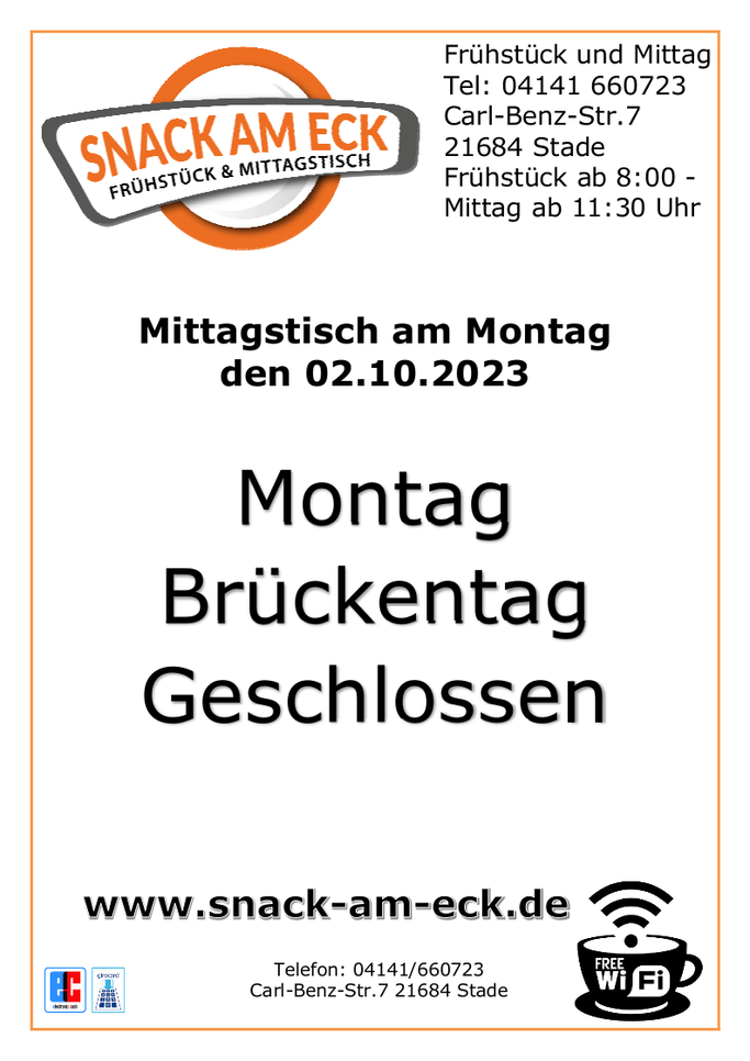 Mittagstisch am Montag den 02.10.2023
