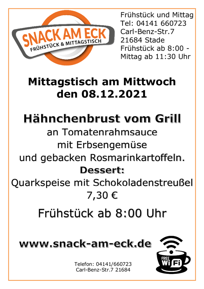 Mittagstisch am Mittwoch den 08.12.21: 