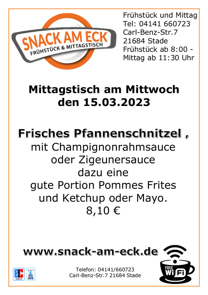 Mittagstisch am Mittwoch den 15.03.2023
