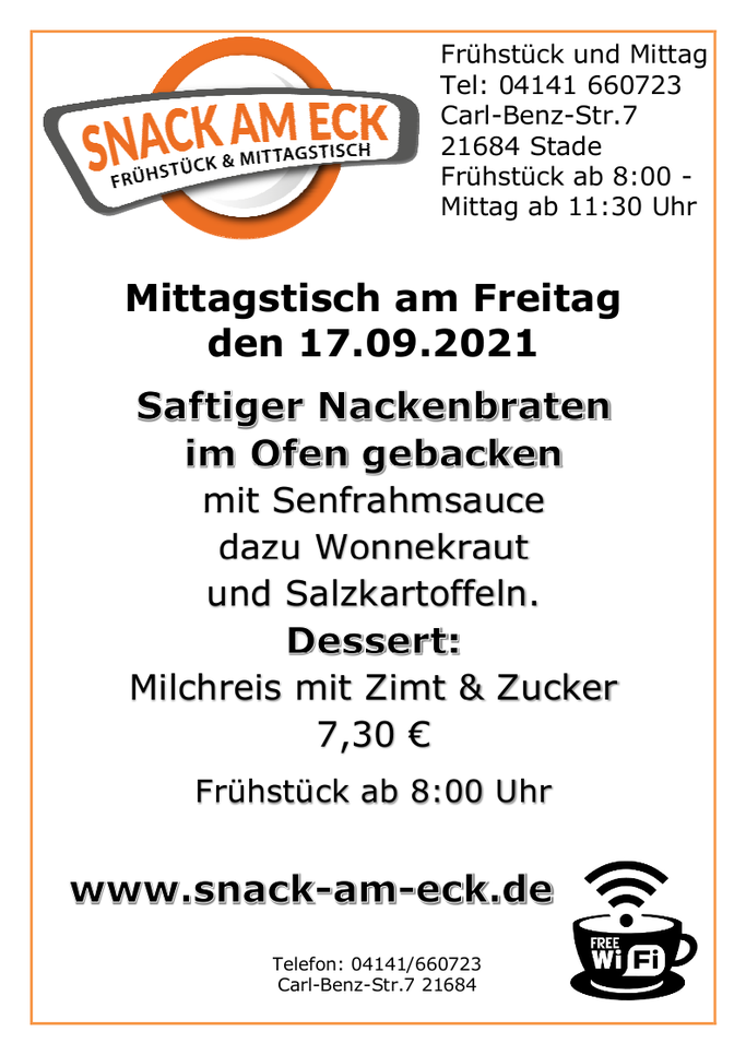 Mittagstisch am Freitag den 17.09.2021: