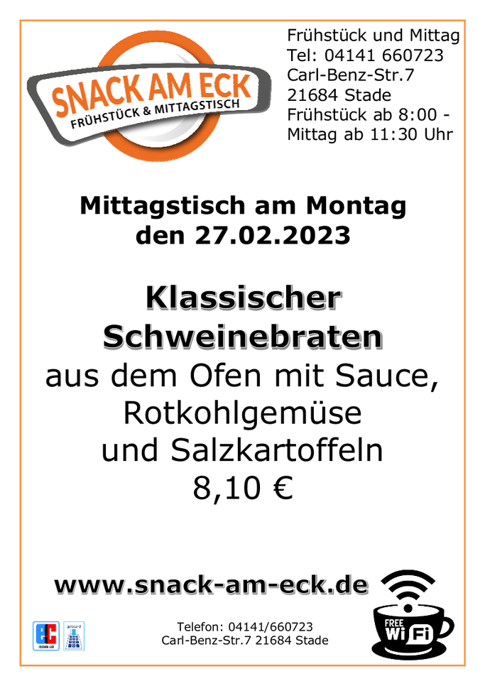 Mittagstisch am Montag den 27,.02.20232