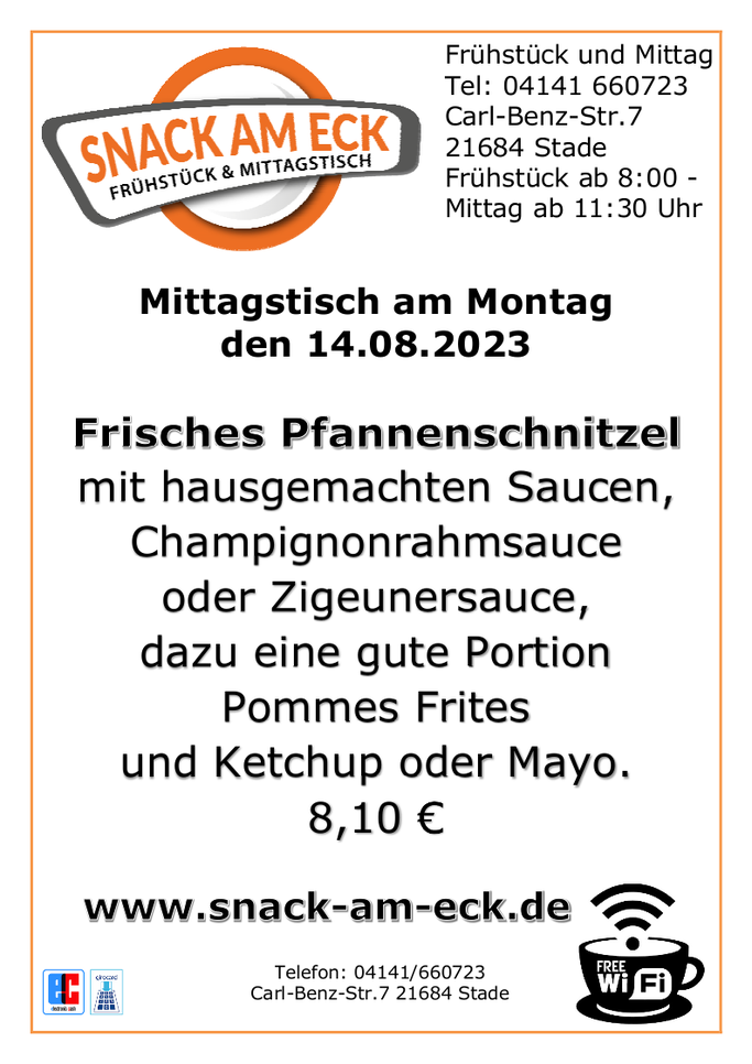 Mittagstisch am Montag den 14.08.2023