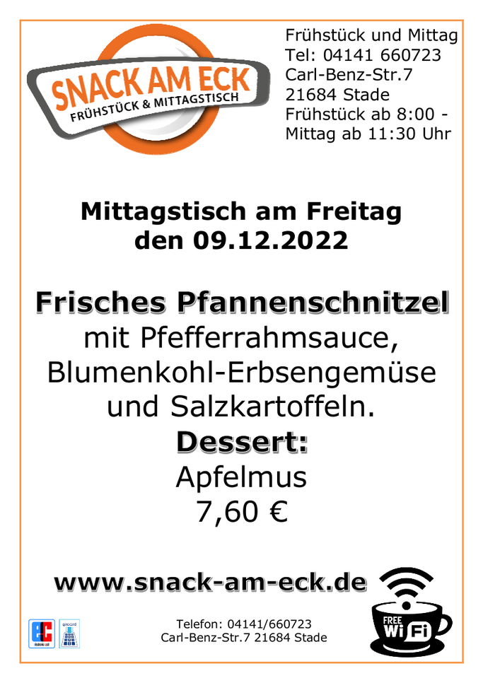 Mittagstisch am Freitag den 09.12.2022
