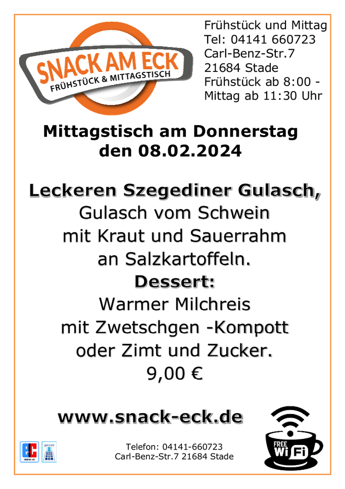 Mittagstisch am Donnerstag den 08.02.2024