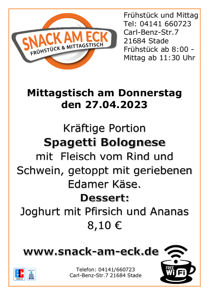Mittagstisch am Donnerstag den 27.04.2023