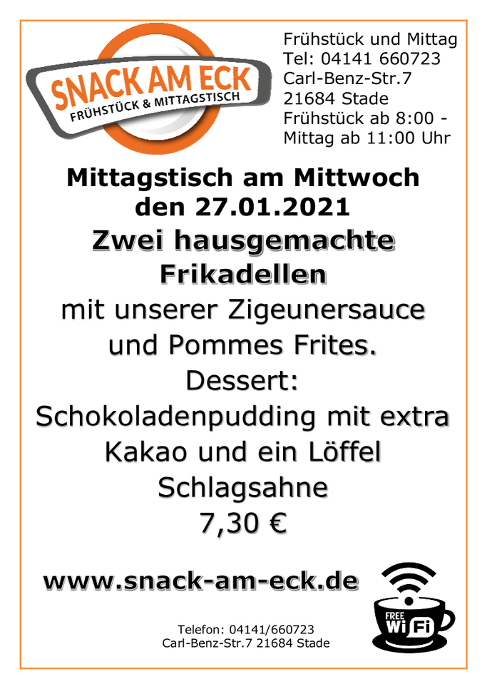 Mittagstisch am Mittwoch den 27.01.2021: