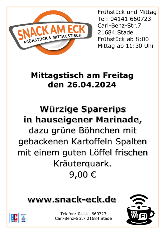Mittagstisch am Freitag den 26.04.2024