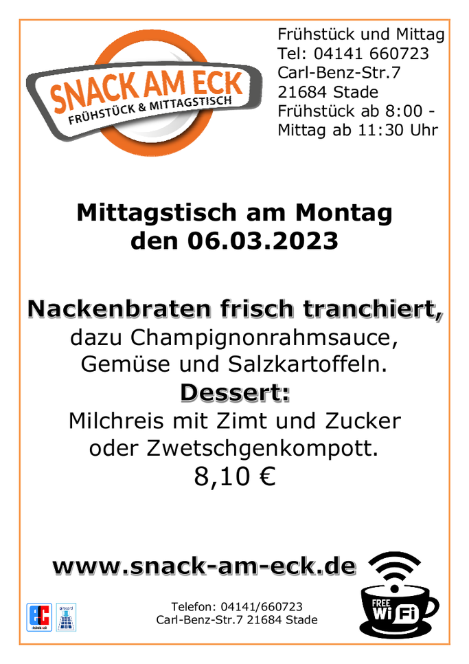 Mittagstisch am Montag den 06.03.2023