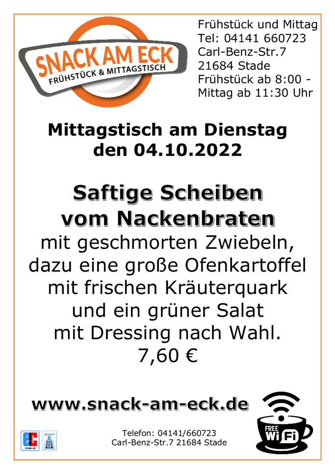 Mittagstisch am Dienstag den 04.10.2022