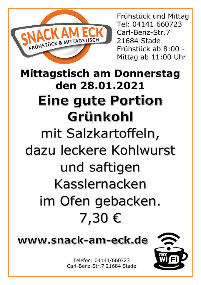 Mittagstisch am Donnerstag den 28.01.2021: 