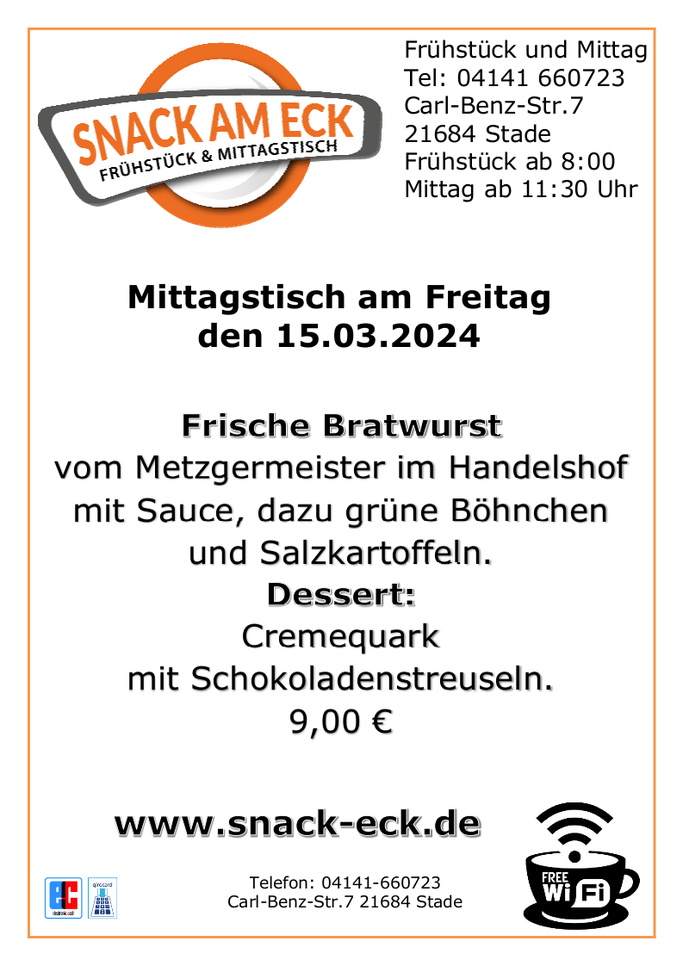 Mittagstisch am Freitag den 15.03.2024