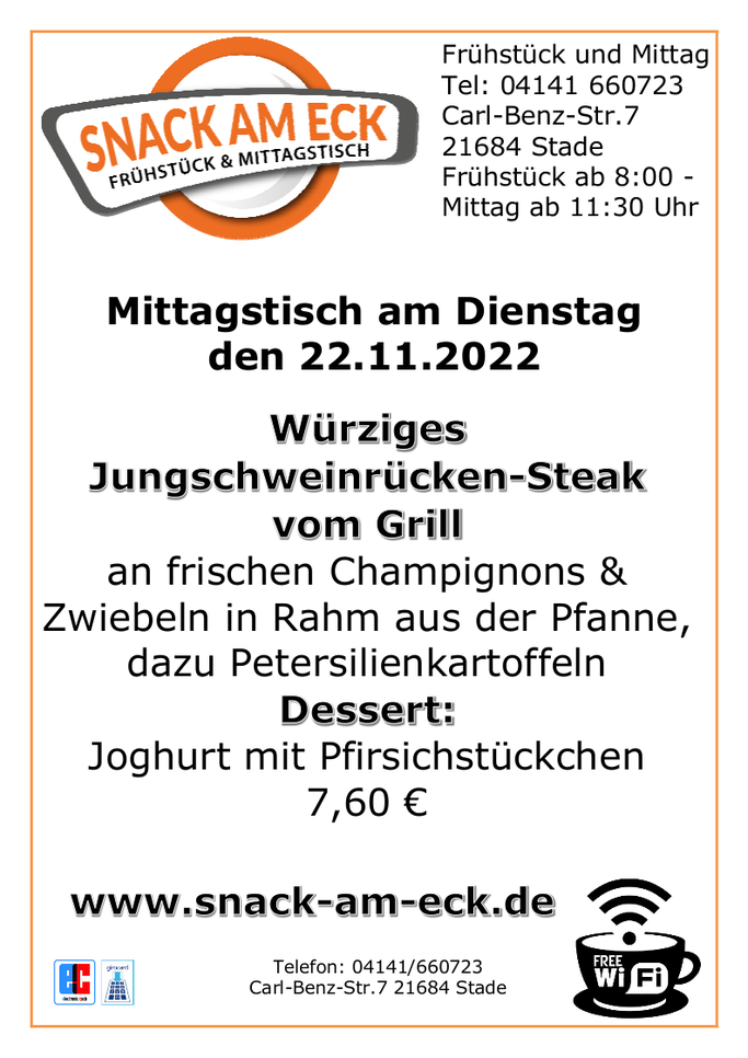 Mittagstisch am Dienstag den 22.11.2022