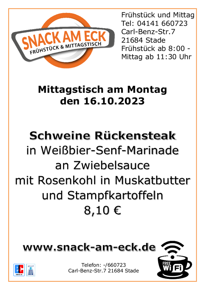 Mittagstisch am Montag den 16.10.2023