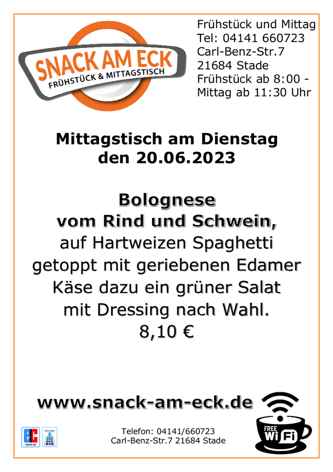 Mittagstisch am Dienstag den 20.06.2023