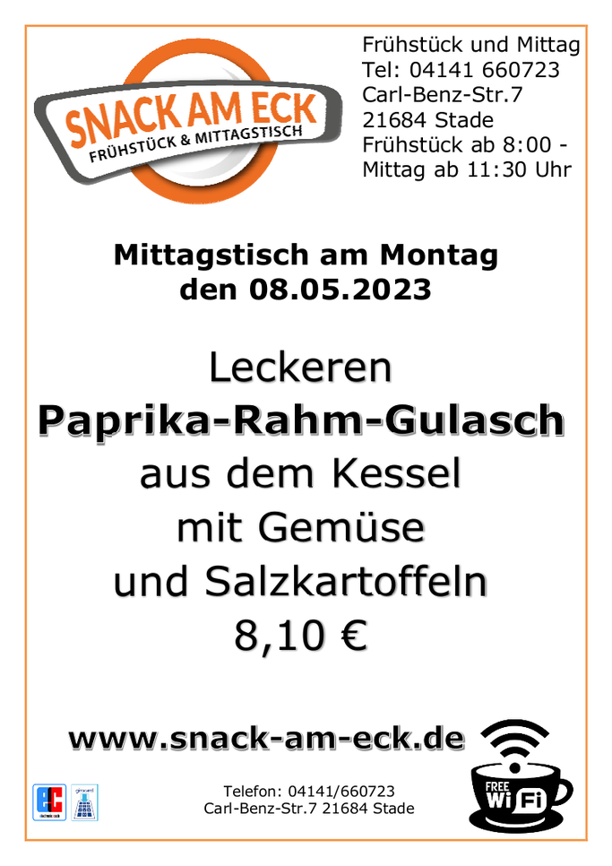 Mittagstisch am Montag den 08.05.2023