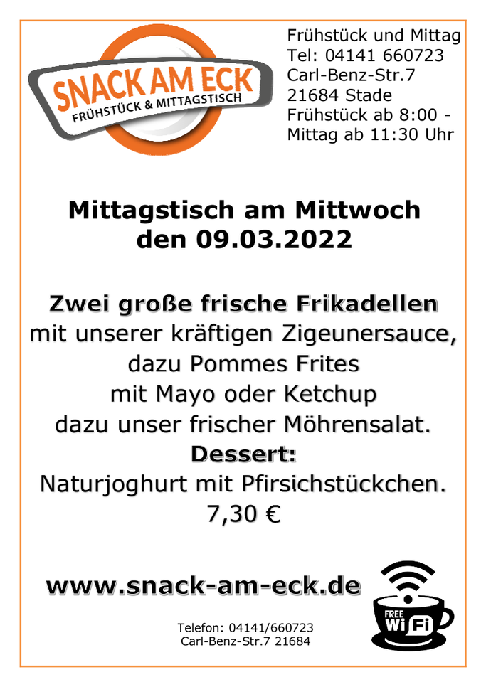 Mittagstisch am Dienstag den 09.03.2022