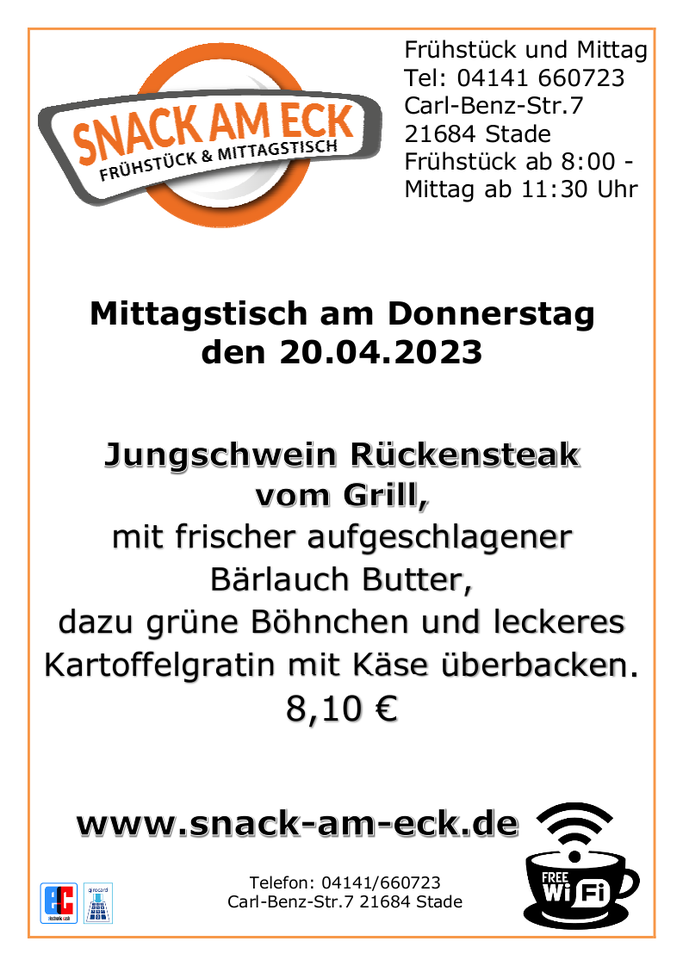 Mittagstisch am Donnerstag den 20.04.2023