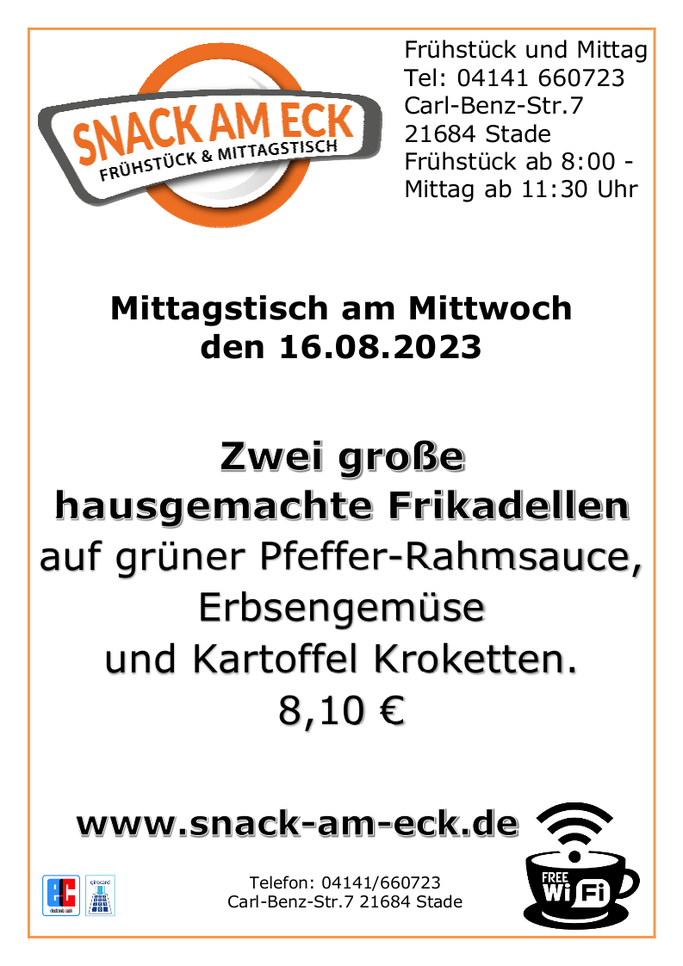 Mittagstisch am Mittwoch den 15.08.2023