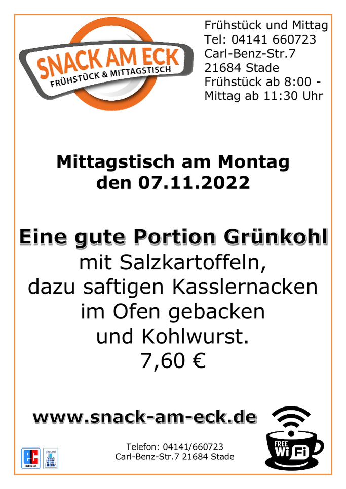 Mittagstisch am Montag den 07.11.2022