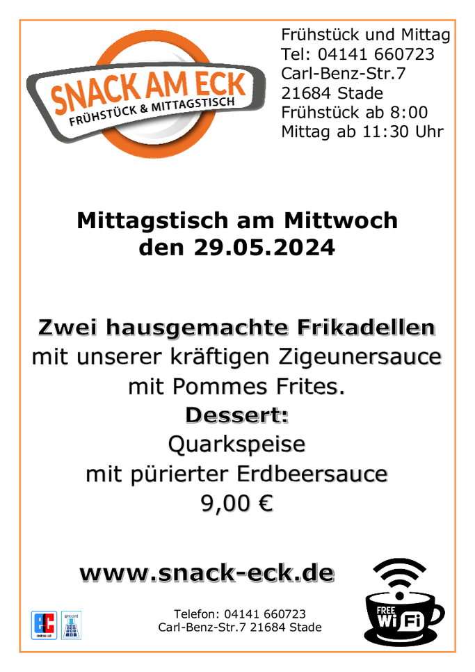 Mittagstisch am Mittwoch den 29.05.2024