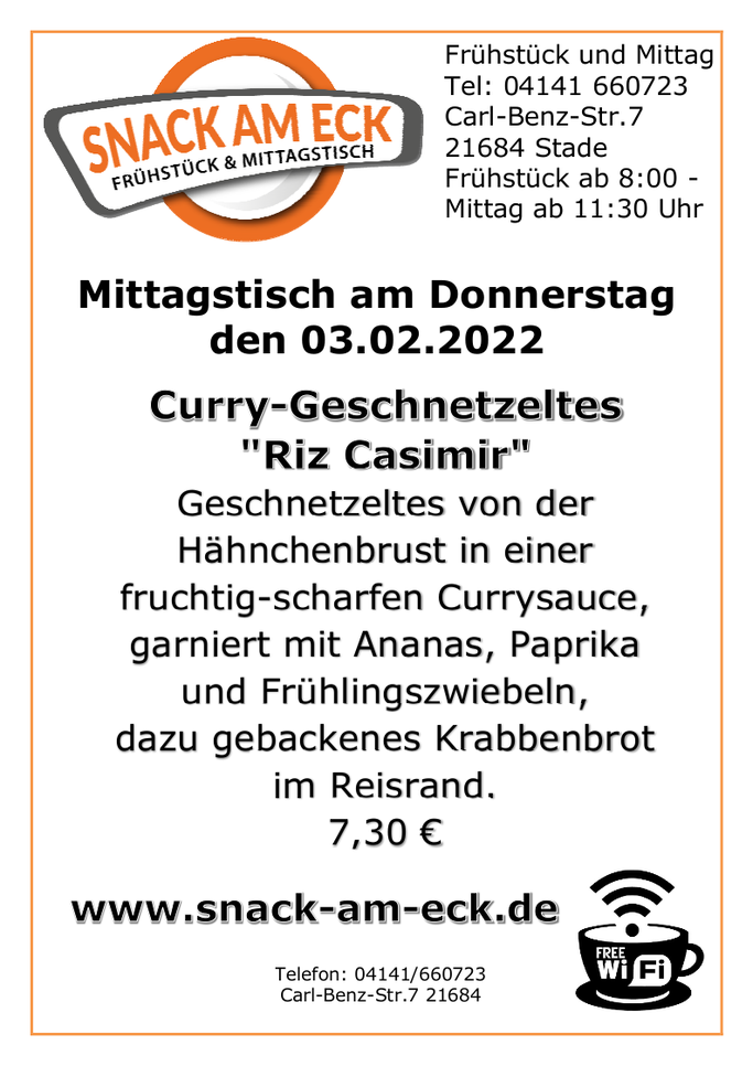 Mittagstisch am Donnerstag den 03.02.2022: 