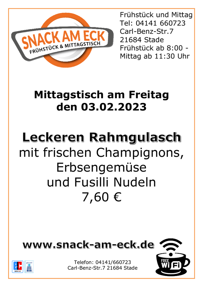 Mittagstisch am Freitag den 03.02.2023