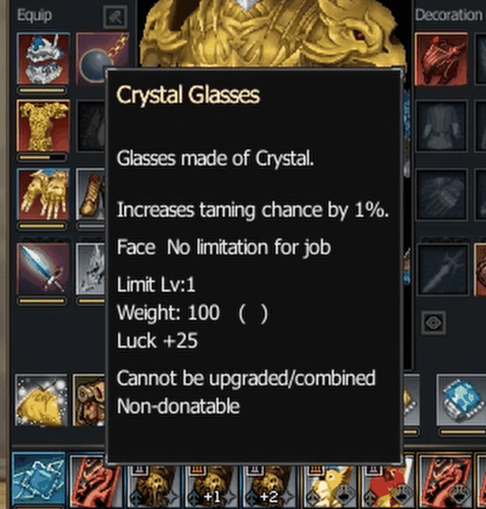 Crystal Glasses for 1% Tame Chance