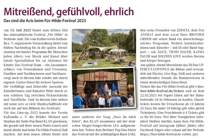 Für Hilde Festival Wohnste