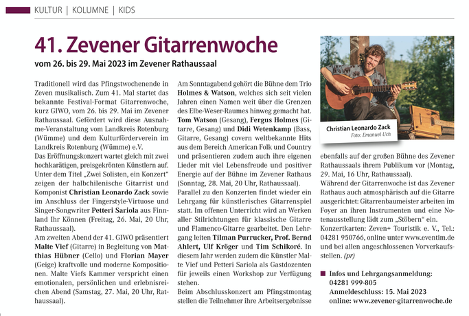 Gitarrenwoche Zeven 2023