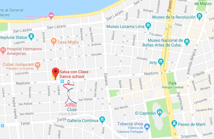 Map with dance school Salsa con Clase