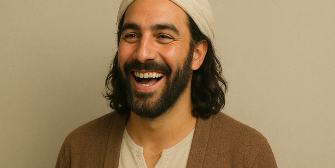 So könnte der lachende Jesus ausgesehen haben (Das Bild wurde mithilfe einer Künstlichen Intelligenz generiert). © ChatGPT (Prompt von Stefan Weinert/Bistum Trier)
