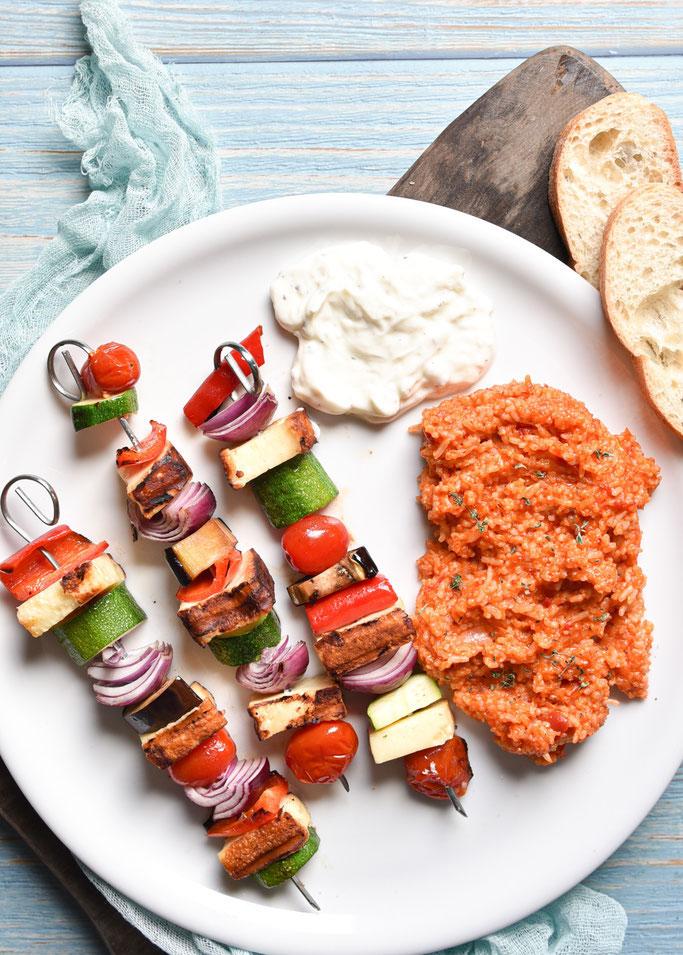 Gebratener Feta Käse mit Tomatenreis, Thermomix, vegetarisch