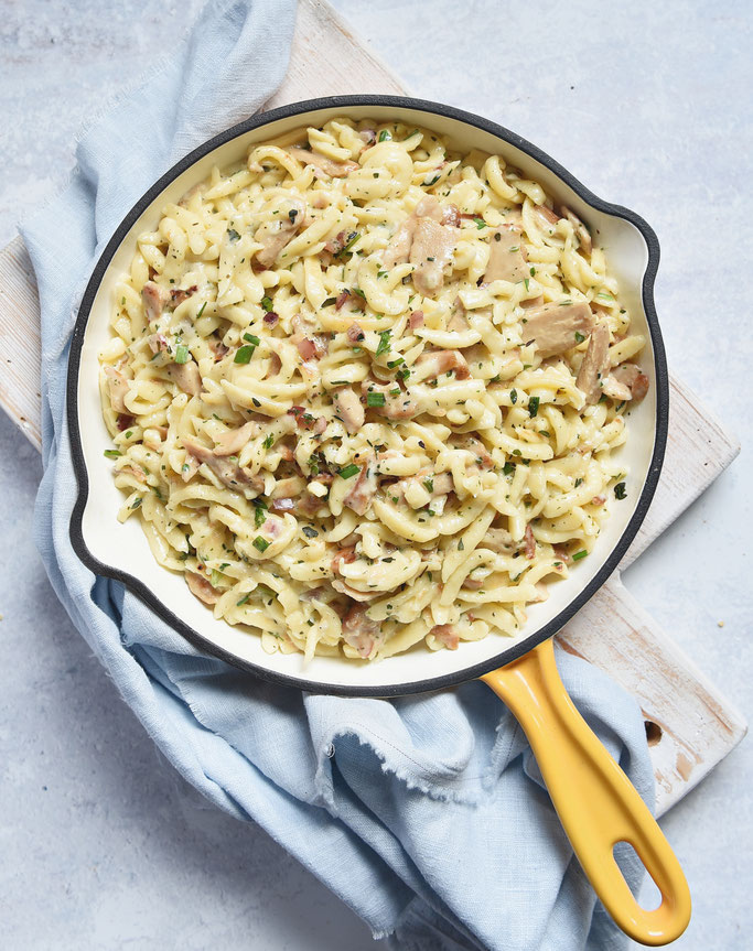 Spätzle in Knoblauchsoße mit Geschnetzeltem, Thermomix