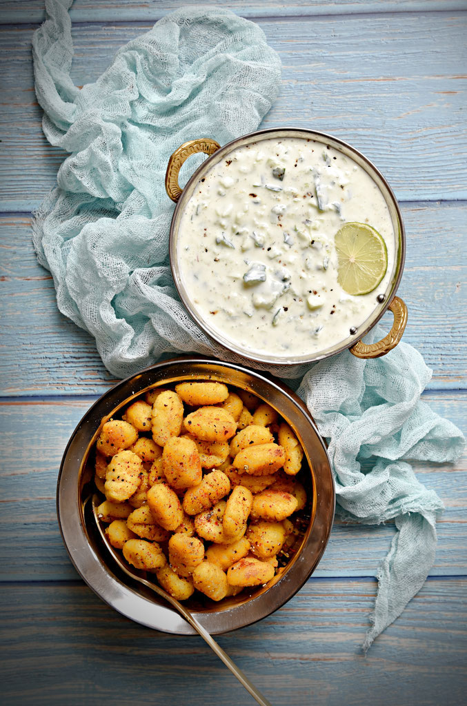Bomby Gnocchi mit Joghurt Gurken Dip
