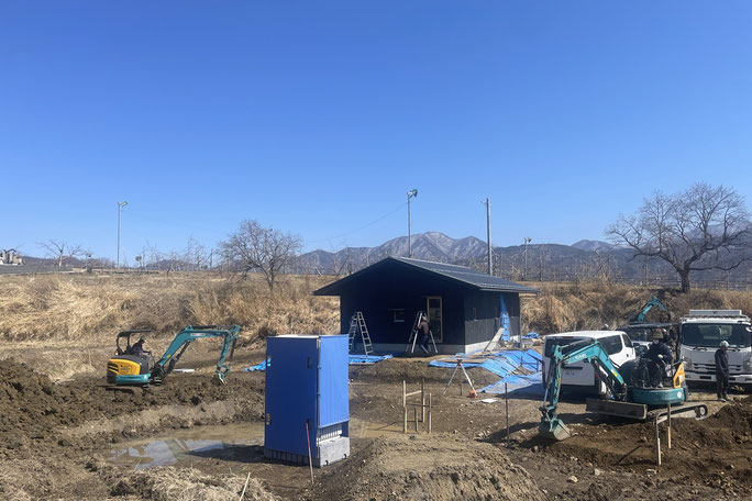 長野県　松本市　建築設計事務所　建築家　news設計室　丸山和男　店舗設計　設計監理　農家レストラン　アップルパイ工房　カフェ　よこや農園　造成工事